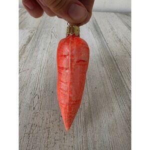 Vintage Christborn glitter carrot vegetable glass ornament fruit kitchen